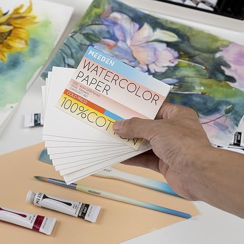 MEEDEN 4" x 3" Blank Watercolor Paper Cards, 5 Pcs Cold Press Watercolor Paper Bulk, 100% Cotton Watercolor Paper Postcards for Adults & Students MEEDEN