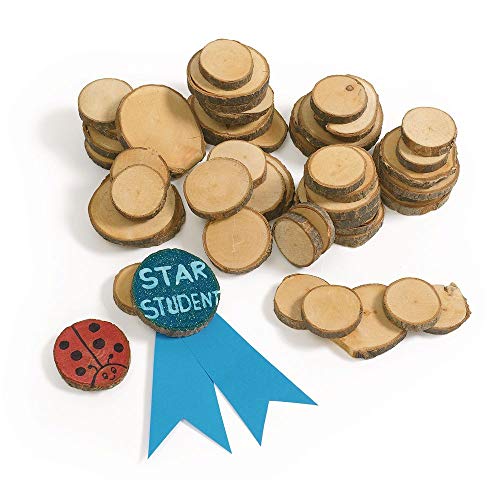 Colorations Natural Wood Craft Rounds, 50 Pieces w/ Bark, 1 3/4 inch to 2 3/8 inches Recycled, Branches, Smooth, Arts & Crafts, Nature Colorations