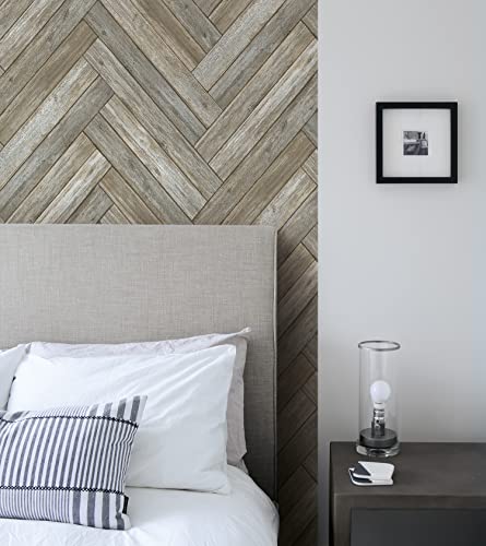 NextWall Faux Chevron Wood Peel and Stick Wallpaper NextWall