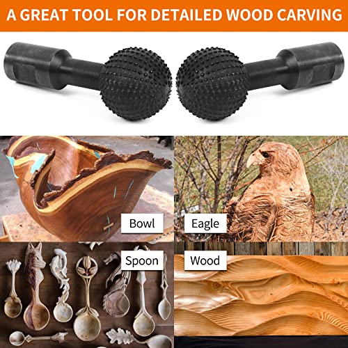 Pomsare Sphere Rotary Burr with 5/8-11 Threads for 4 1/2 and 5 Inch Angle Grinder, Ball Gouge Angle Grinder Attachments Power Carving Tools for Wood Pomsare