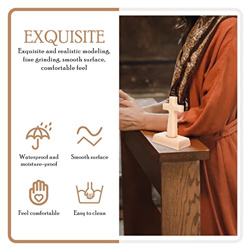 Operitacx 2pcs Christian Cross Stand up Cross Rustic Cross Decor Wood Cross Unfinished Wood Jesus Cross Wood Crosses for Crafts Desk Signs Tabletop Operitacx