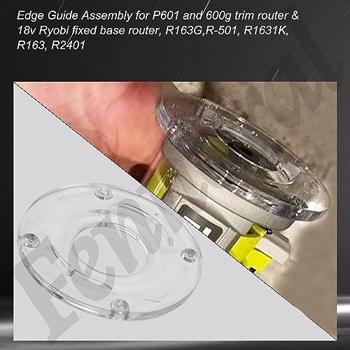 204358001 Edge Guide Assembly & 519233001 Round Sub-Base Compatible with Ryobi P601 18V ONE+ Trim Routers and R2401 Models Fennoral
