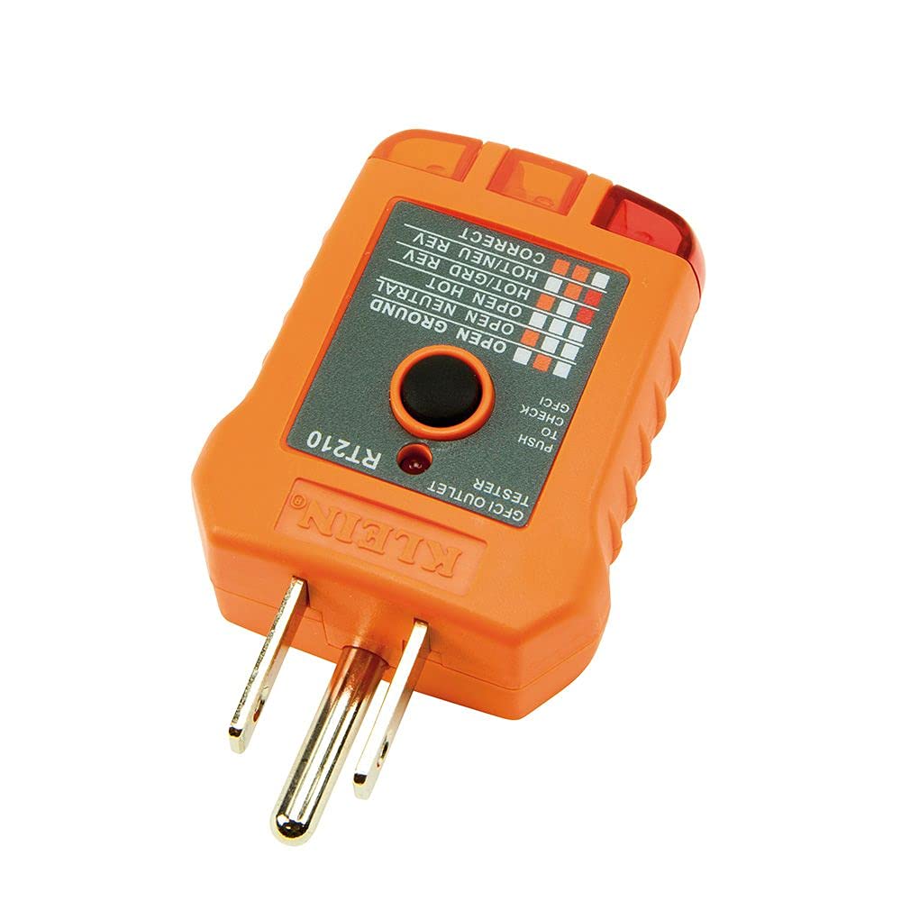 Klein Tools RT210 Outlet Tester, Receptacle Tester for GFCI / Standard North American AC Electrical Outlets, Detects Common Wiring Problems Klein Tools