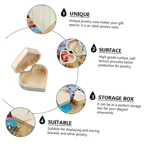 ABOOFAN 6 Pcs Wooden Box Jewelry Storage Boxes Gift Container Valentines Day Heart Wood Block Heart Shape Wood Boxes Kids Jewelry Organizer Kids Gift ABOOFAN