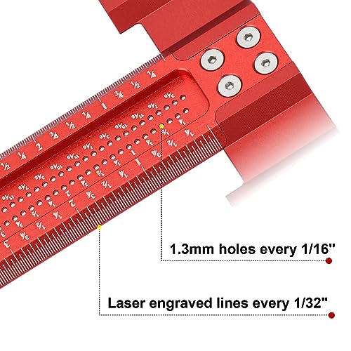 AKNgoes Woodworking Scriber T-Square Ruler 12in with Thoughtful Support Lips, Architect Ruler for Carpenter Work, Layout and Measuring Tools AKNgoes