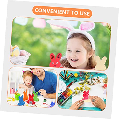 Operitacx 4 Sets Handmade Rabbit Material Unfinished Bunny Table Ornament Rabbit Shape Tabletop Decoration Dinner Table Decor Hand Decor Bunny Wood Operitacx