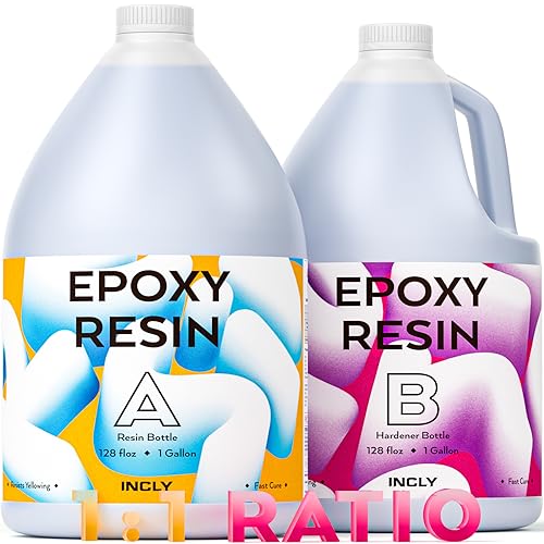 INCLY 2 Gallon Crystal Clear Epoxy Resin Kit, High Gloss & Bubbles Free Resin Supplies Coating & Casting Resin for Table Top, Countertop, River INCLY