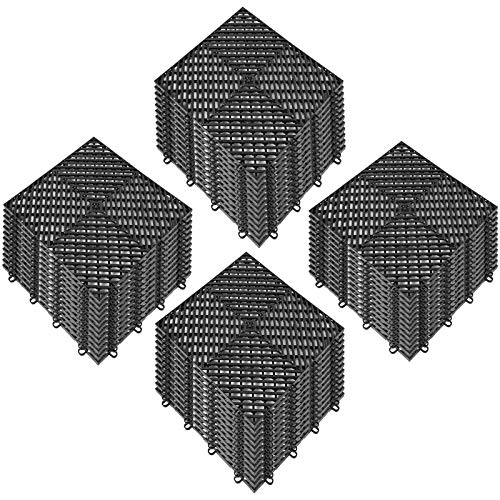 Happybuy Tiles Interlocking 50 PCS Black, Drainage Tiles 12x12x0.5 Inches, Deck Tiles Outdoor Floor Tiles, Outdoor Interlocking Tiles, Deck Flooring Happybuy