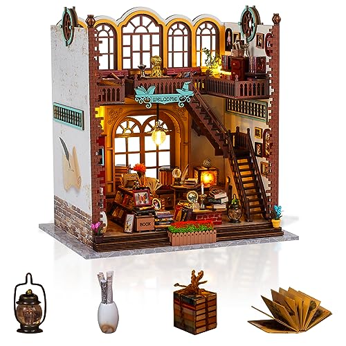 DIY Miniature Dollhouse Kit, Tiny House Model with LED Light, Dust Proof Cover, 3D Wooden Puzzle for Adults, Creative Handmade Crafts Home Decor Hallisun