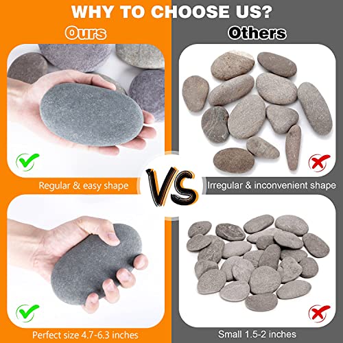 River Rocks for Painting 6 Pcs Extra Large 4.7-6.3 Inch Flat Smooth Painting Stones Craft Rock to Paint for Kids Crafts Painting Bulk dojobkinb