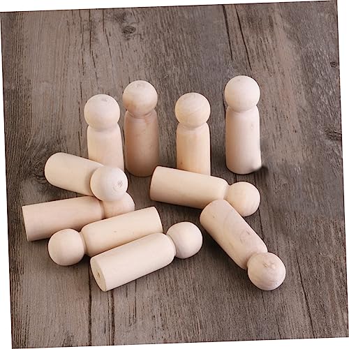 EXCEART 20 Pcs Wooden Peg Doll Peg People Kit Unfinished Wooden Figurines Wooden Peg Figures Wood Doll Figures Peg Dolls DIY Blank Peg People Blank EXCEART