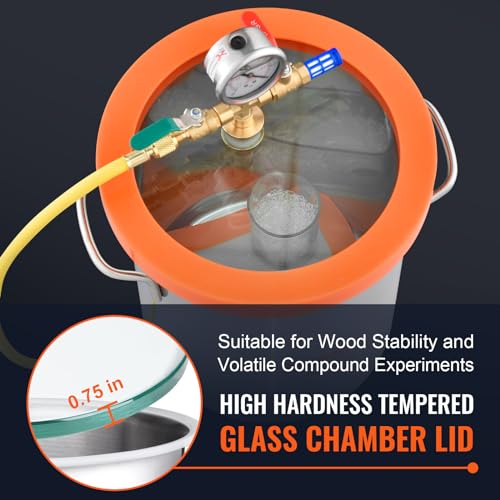 VEVOR 3 Gallon Vacuum Chamber, Upgraded Tempered Glass Lid Vacuum Degassing Chamber, 304 Stainless Steel Chamber, for Stabilizing Wood, Resin VEVOR