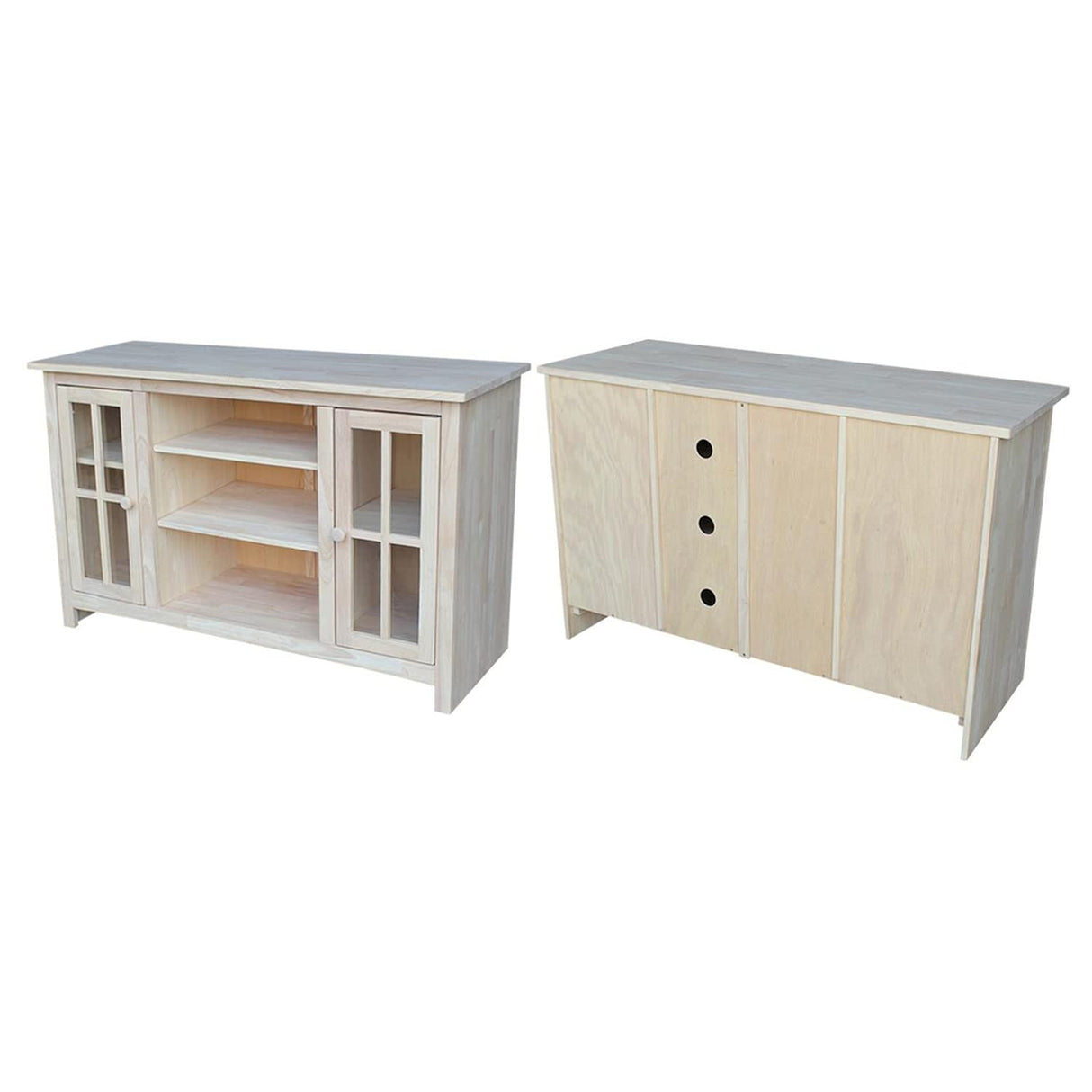 IC International Concepts International Concepts 2 Doors and Two Shelf Entertainment/TV Stand, Unfinished IC International Concepts