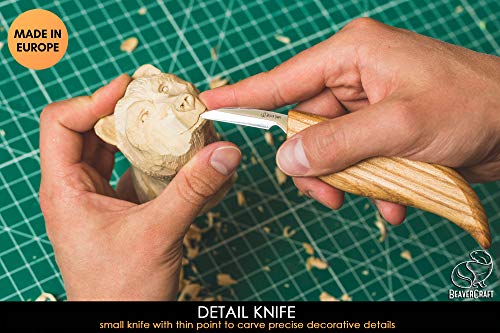 BeaverCraft Wood Carving Detail Knife C8 1.5" Whittling Knife for Detail Wood Carving Craft Knife - Chip Carving Knife Wood Carving Tools for BeaverCraft