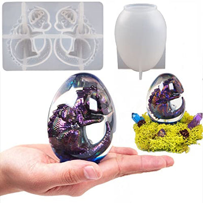 2 Pack Dragon Egg Mold Dinosaur Mold Silicone Mold for Resin Dragon Candle Mold Easter Egg Mold Dragon Silicone Mold for Candles Home Decoration Mold