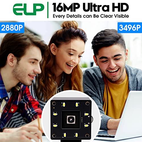 ELP 16mp Day Night USB Camera Auto Focus Webcam for Computer Mini UVC USB2.0 PC Camera IMX298 USB Security Camera 4K Lightburn Camera Industrial CCTV ELP