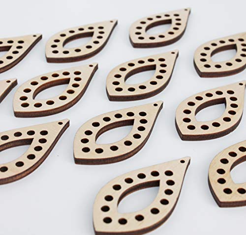 ALL SIZES BULK (12pc to 100pc) Unfinished Wood Laser Teardrop with Circle Cutouts Dangle Earring Jewelry Blanks Shape Crafts Made in Texas Texan Wood Crafts