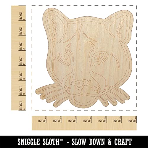 Cougar Head Mountain Lion Puma Unfinished Wood Shape Piece Cutout for DIY Craft Projects - 1/8 Inch Thick - 6.25 Inch Size Sniggle Sloth