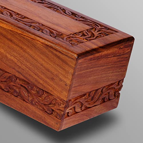 S.B.ARTS Wooden Keepsake Urn Box, Cremation Urns for Human Ashes, Handcarved Decorative Memorial Urn, Wood Casket Urn for Pets, Cat, Infant, Adult S.B.ARTS