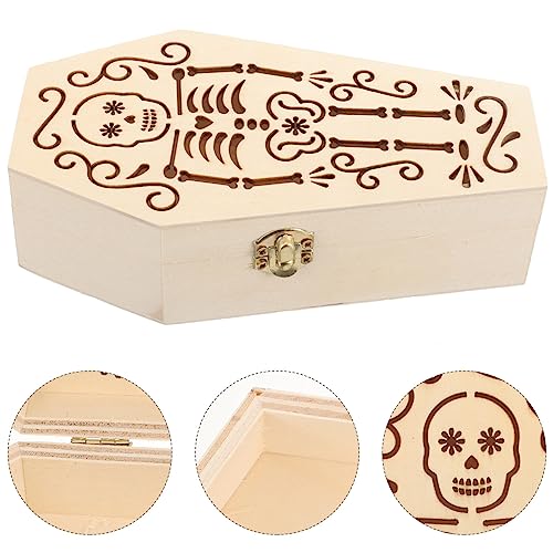Unomor Unfinished Wood Coffin Household Pet Ashes Urn Wooden Craft Bone Ashes Box Commemorate Mini Pet Coffin Personalized Cremation Urns for Ashes Unomor