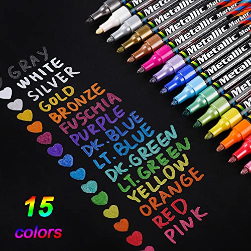 Dyvicl Metallic Marker Pens - 12 Colors Hard Fine Tip Metallic Markers and Metallic Markers Paint Markers Dyvicl