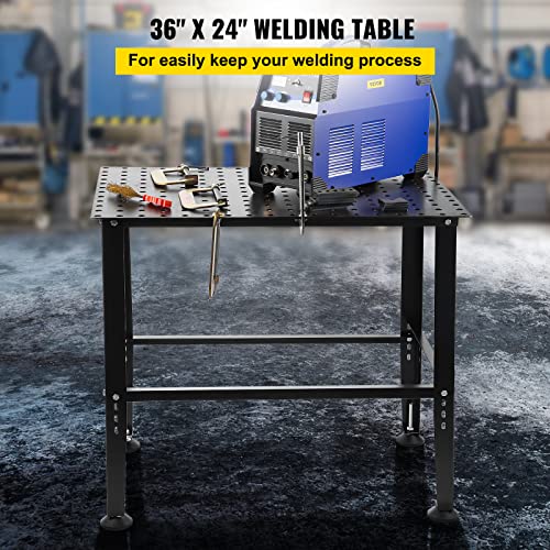 VEVOR Welding Table, 36" x 24" Steel Welding Workbench Table, 0.12-inch Thick Industrial Workbench, 600lb Loading Capacity Work Bench, Heavy Duty VEVOR