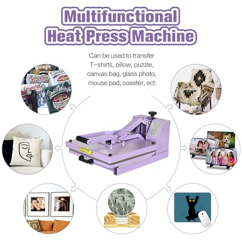 PlanetFlame Heat Press 15x15 inch Industrial Quality Sublimation Heat Press, Slide Out Heat Transfer Machine for T-Shirt, Purple PlanetFlame