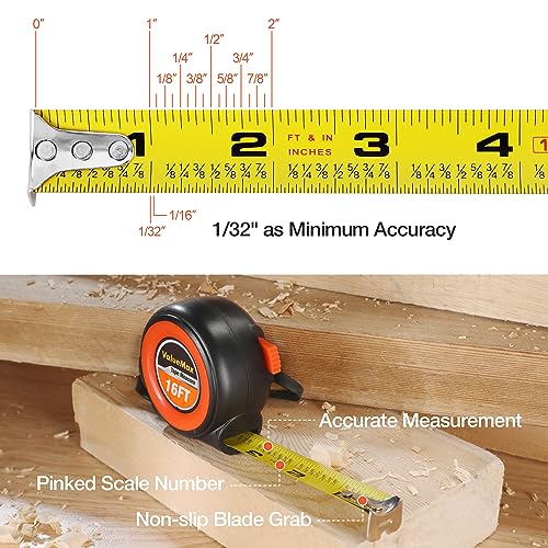 ValueMax Tape Measure 16FT, 6 Pack Tape Measure Retractable, Easy Read Measuring Tape, Auto-Lock Measurement Tape for Construction, Contractor, ValueMax