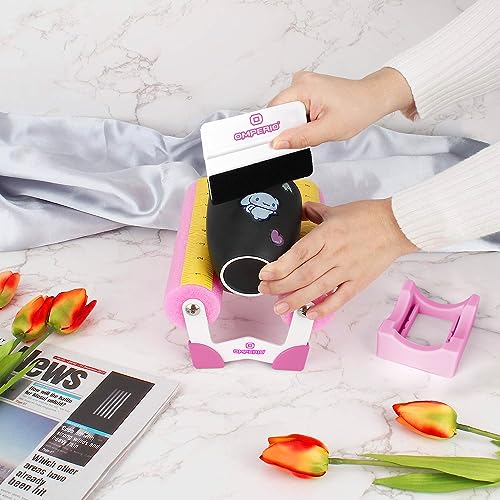 OMPERIO Cup Cradle for Crafting Tumbler, Cup Cradle for Tumblers with Felt Edge Squeegee to Apply Vinyl Decals with Measurements for Mugs (Pink) OMPERIO