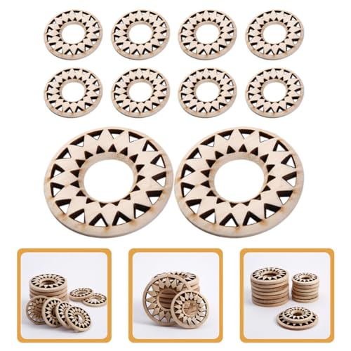 KALLORY 10pcs Unfinished Hollow Wood Slices Wooden Slices DIY Wooden Cutouts Painting Wood Slices KALLORY