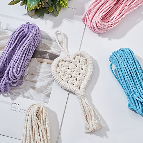 WEBEEDY 4 Sets Make Your own Mini Macrame Heart Ornaments Macrame DIY Kit for Adults Beginners WEBEEDY