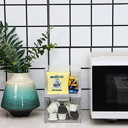 2 Pack Clear Makeup Organizer for Vanity Stackable Acrylic Cosmetic Display Case For Bathroom Under Cabinet Organizers And Storage Drawer For Make up Cq acrylic