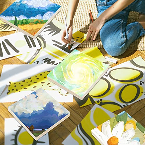 FSWCCK 10 Pcs 6x6 Wood Panel Boards, Unfinished Wood Canvas Wooden for Crafts, Painting Canvas, DIY Art Projects, Pouring, Arts Use with Oils, FSWCCK
