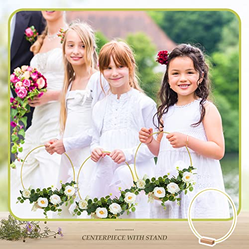 25 Set 12 Inch Metal Floral Hoop Wreath Macrame Large Hoop Centerpiece with Stand Craft Hoop Rings Round Dream Catcher Rings for DIY Wedding Wreath Zhengmy
