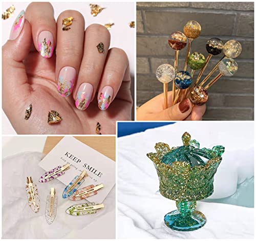 Mingjieus Gold Foil Flakes, 24 Color, Metallic Foil Flakes, Gilding Flakes, Gold Leaf Flakes, Gold Flakes for Resin, Nails, Painting, Crafts Mingjieus