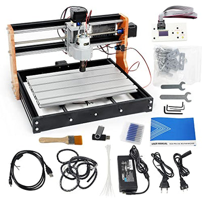 RATTMMOTOR Upgrade 3018 PRO CNC Wood Router Machine Kit 3 Axis GRBL DIY Mini CNC Engraver Milling Machine+Offline Controller+Emergency Stop and Limit