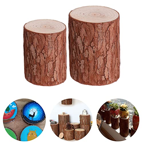 NOLITOY Unfinished Wood Stump with Bark, Natural Wood Stump Model Wood Crafts Christmas Ornaments Rustic Wedding Decoration DIY Crafts NOLITOY