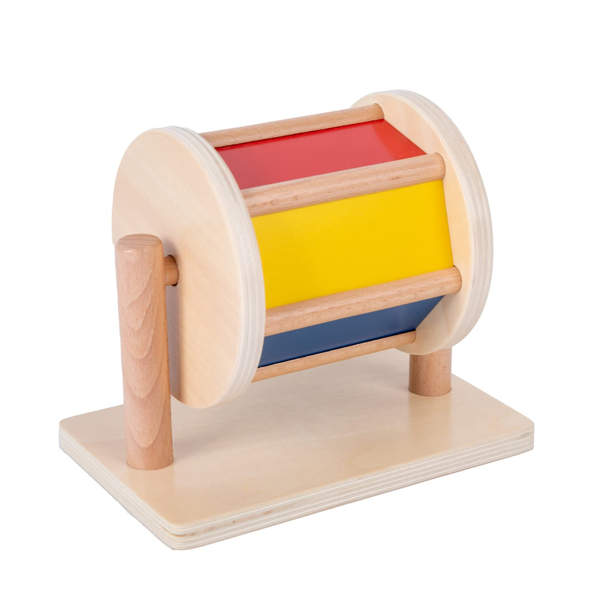 Montessori Baby Toys Play Kit Montessori Mirror Peekaboo Knob Puzzle, Medium Spinning Drum and Rainbow Fabric Ball Kit Toys for 6-12Months Toddlers Adena Montessori