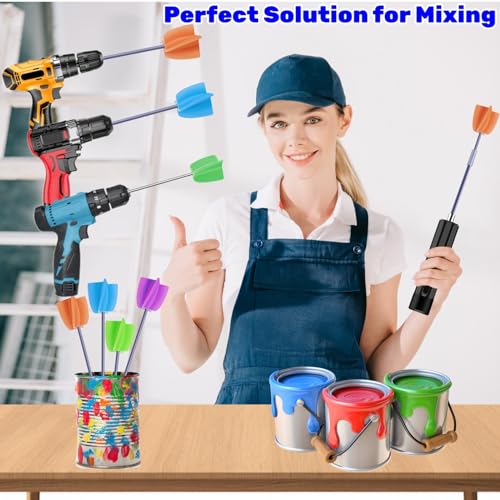 4/Large+4/Small Sizes Silicone Resin Mixer Paddles,Reusable Reusable Paint and Resin Mixer Paddle to Mix Epoxy Resin, Paint, Ceramic Glaze and Reduce LFSUM