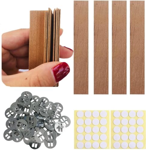 Upgraded Thick Wooden Candle Wicks 5.1 X 0.5 Inch Natural Candle Wood Wicks with Stand Candle Cores for DIY Candle Making Craft Smokeless Wood Wicks Phinicco