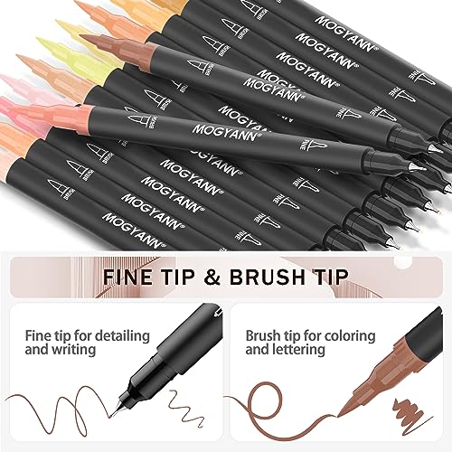 Mogyann Skin Tone Markers, 12 Pack Dual Brush Pens for Art Drawing Sketching Mogyann