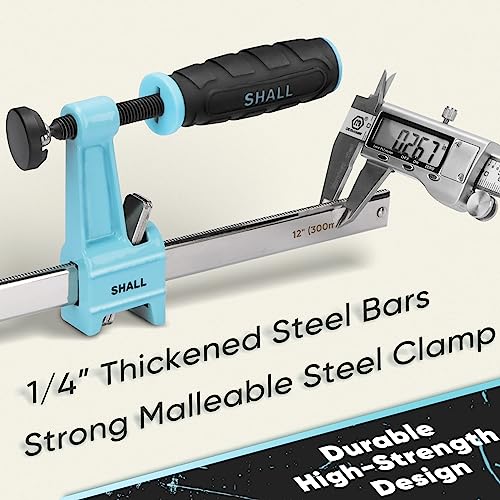 SHALL 12-Inch Steel Bar Clamps Set, 4-pack Medium-Duty Quick-Release F Clamps, 600 Lbs Load Limit for Woodworking, Metal working, DIY and Crafts SHALL