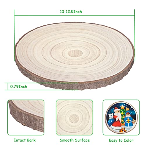 Wood Slices 6Pcs 10"-12.5 Inch Wood Slices for Centerpieces/Table Large Wood Rounds for Centerpieces/Crafts/Ornaments/DIY Projects ZKHOB