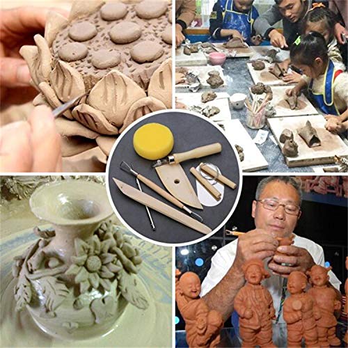 8pcs Ceramic Clay Tools Set, Pottery & Polymer Clay Tools Kits, Wooden Sculpting Clay Tools Combinations for Pottery Modeling, Smoothing. WedFeir