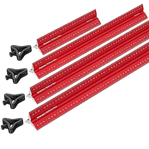 Woodpeckers Hexscale Rule, 12 Inch / 300MM, 6-in-1 Woodworking Ruler with Stop, Inch & MM Graduations, Zero Centering Scale, R2L & L2R Measuring Woodpeckers