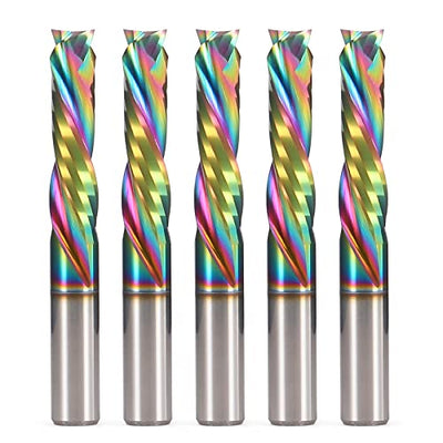 Spiral Router Bits Up Down Compression Bit with DLC Coating, 1/4 inch Cutting Diameter, 1" Cutting Length,1/4 inch Shank Solid Carbide CNC End Mill