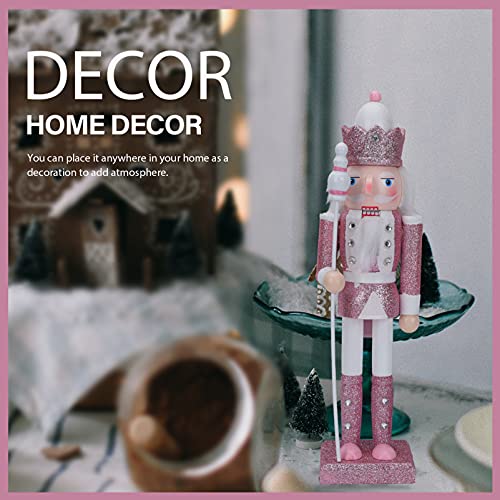 SEWACC Christmas Nutcracker Wooden Nutcracker Ornaments Christmas Decoration Unfinished Nutcracker Figurines Puppet (Pink) SEWACC
