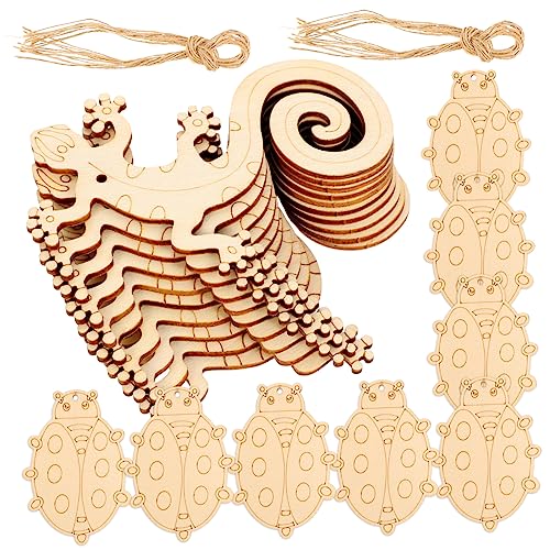 COHEALI 20pcs DIY Pendant Zero for Him Unfinished Dragonfly Nativity Crafts for Kids Wooden Ladybug Ornaments Unfinished Wood Animal Shapes Wood COHEALI