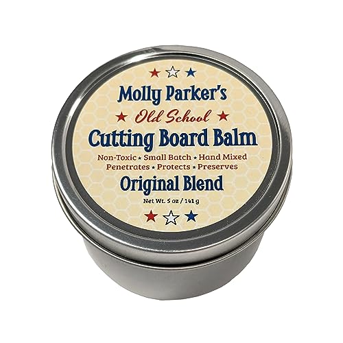 Molly Parker's Old School Cutting Board Balm - Wood Finish - Cutting Board Sealer - Non Toxic - Beeswax - Food Safe - Made in America WoodArtSupply
