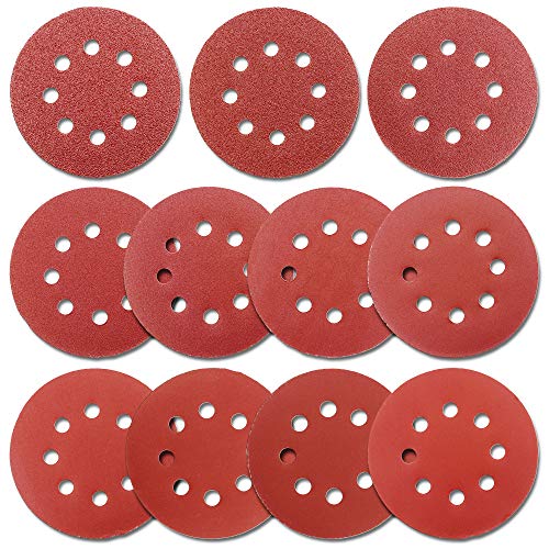 5-Inch Hook and Loop Sanding Discs for Random Orbital Sander, Assorted Sandpaper 40-1000 Grits, 110 PCS FRIMOONY